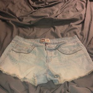 Denim shorts with diamonds